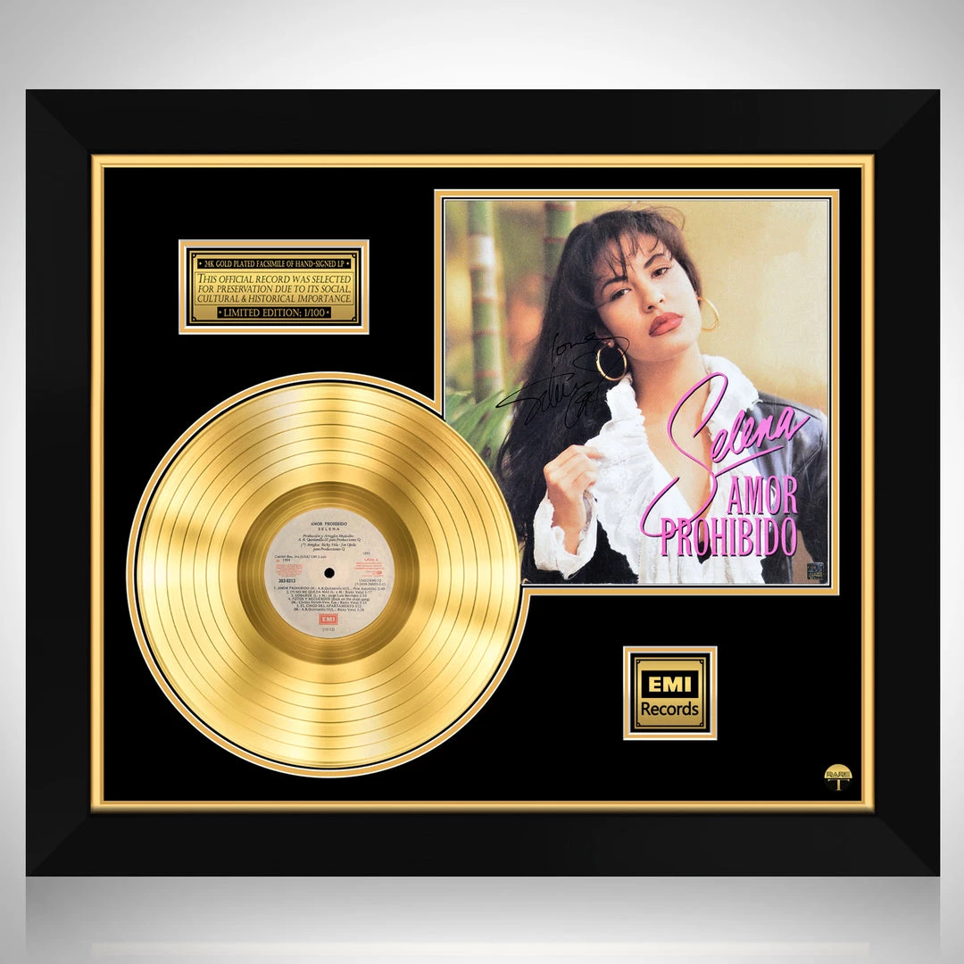 RARE-T Selena - Amor Prohibido Gold LP Limited Signature Edition Studio Licensed Custom Frame Limited Edition Frames 1 RARE-T Selena - Amor Prohibido Gold LP Limited Signature Edition Studio Licensed Custom Frame Limited Edition Frames