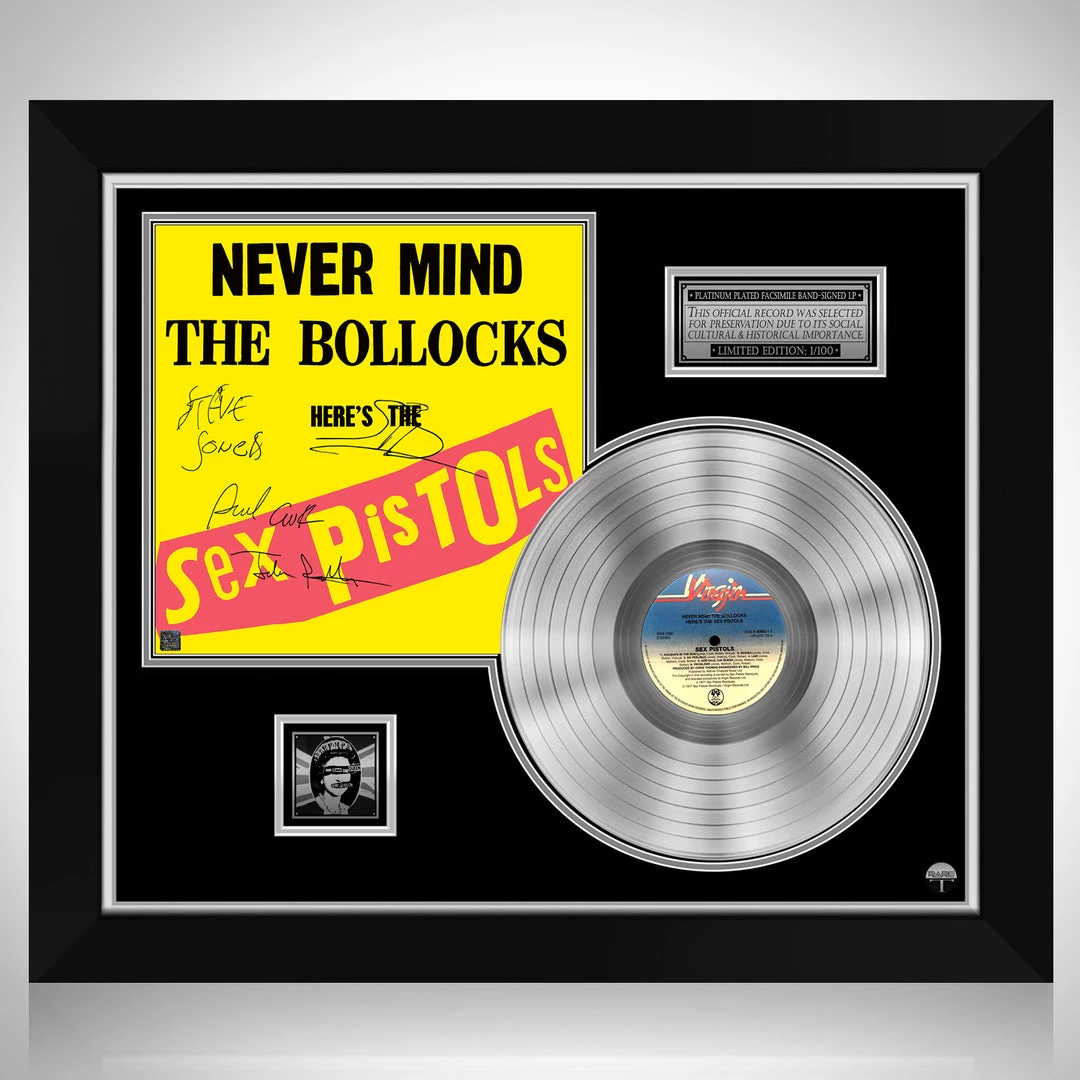 RARE-T Limited Edition Frames Sex Pistols - Never Mind The Bollocks Platinum LP Limited Signature Edition Studio Licensed Custom Frame 1 RARE-T Limited Edition Frames Sex Pistols - Never Mind The Bollocks Platinum LP Limited Signature Edition Studio Licensed Custom Frame