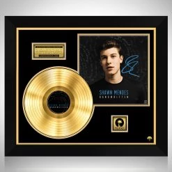 RARE-T Shawn Mendes - Handwritten Gold LP Limited Signature Edition Studio Licensed Custom Frame Limited Edition Frames