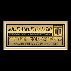 RARE-T Società Sportiva Lazio - Silvio Piola Photo Limited Signature Edition Studio Licensed Custom Frame