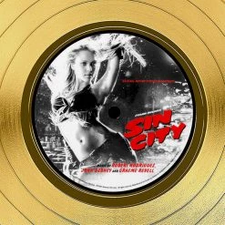 RARE-T Sin City - Original Motion Picture Soundtrack Gold LP Limited Signature Edition Studio Licensed Custom Frame Limited Edition Frames