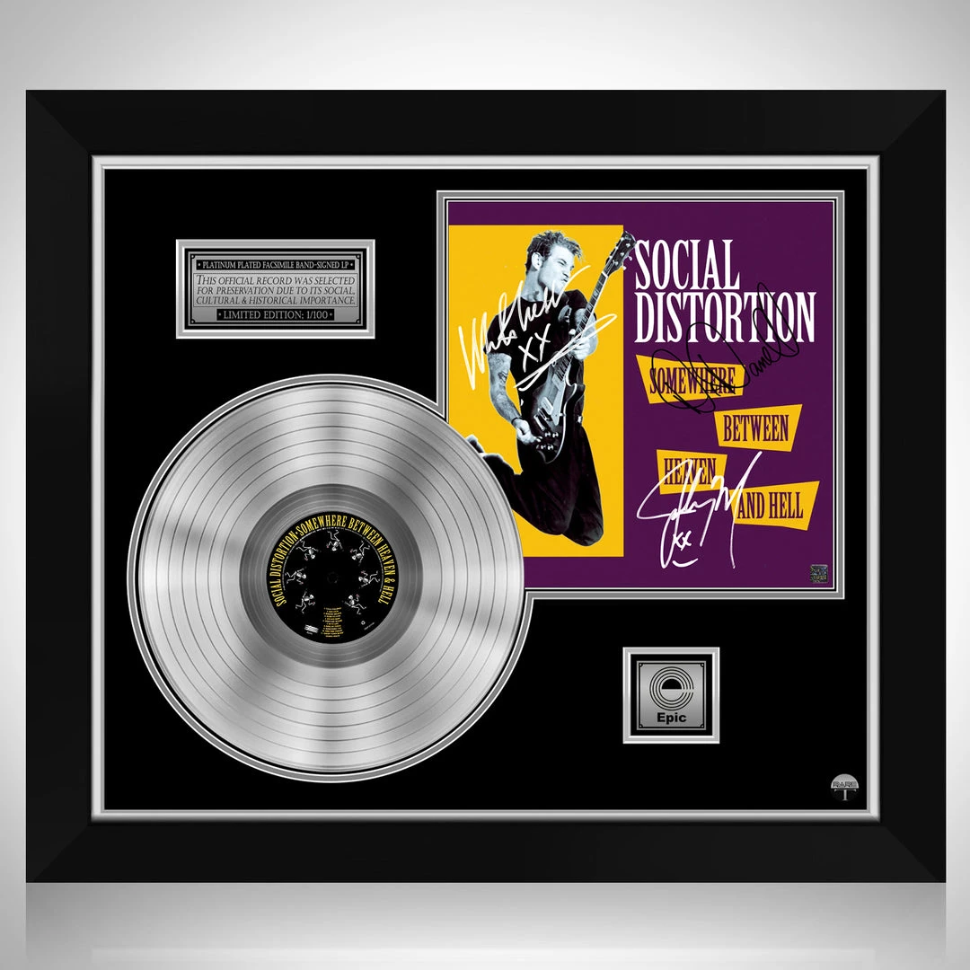 Rare-T Social Distortion Between Heaven And Hell Platinum LP Limited Signature Edition Studio Licensed Custom Frame Limited Edition Frames 1 Rare-T Social Distortion Between Heaven And Hell Platinum LP Limited Signature Edition Studio Licensed Custom Frame Limited Edition Frames