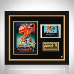 Sonic The Hedgehog 2 - RARE-T Exclusive Vintage Sega Genesis Game Cartridge & Case Custom Frame Game Room
