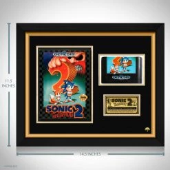 Sonic The Hedgehog 2 - RARE-T Exclusive Vintage Sega Genesis Game Cartridge & Case Custom Frame Game Room