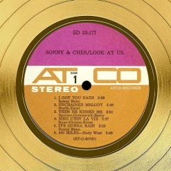 RARE-T Sonny & Cher - Look At Us Gold LP Limited Signature Edition Studio Licensed Custom Frame