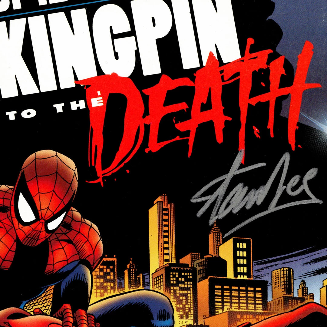 APW Signed Memorabilia Spider-Man- 'Kingpin To The Death' #1 (Silver Ink)- Hand-Signed Comic Book By Stan Lee Custom Frame 2 APW Signed Memorabilia Spider-Man- 'Kingpin To The Death' #1 (Silver Ink)- Hand-Signed Comic Book By Stan Lee Custom Frame