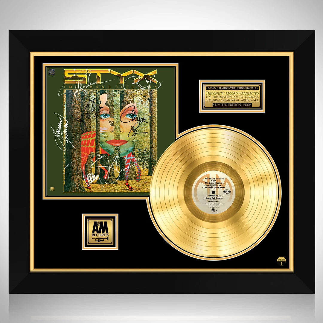 RARE-T Styx The Grand Illusion Gold LP Limited Signature Edition Studio Licensed Custom Frame 1 RARE-T Styx The Grand Illusion Gold LP Limited Signature Edition Studio Licensed Custom Frame