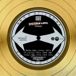 RARE-T Limited Edition Frames System Of A Down - Toxicity Gold LP Limited Signature Edition Studio Licensed Custom Frame