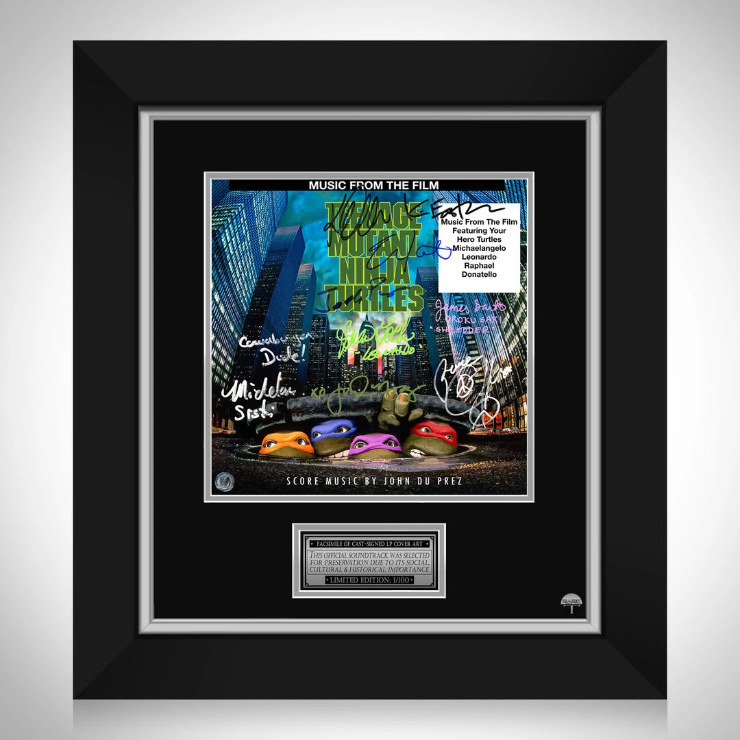 RARE-T Teenage Mutant Ninja Turtles - Music From The Film LP Cover Limited Signature Edition Studio Licensed Custom Frame NEW 10 RARE-T Teenage Mutant Ninja Turtles - Music From The Film LP Cover Limited Signature Edition Studio Licensed Custom Frame NEW