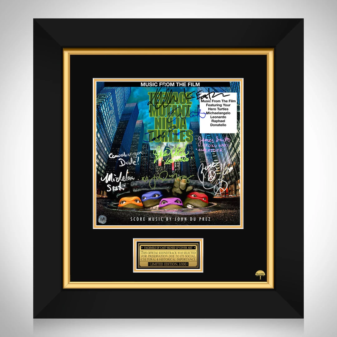 RARE-T Teenage Mutant Ninja Turtles - Music From The Film LP Cover Limited Signature Edition Studio Licensed Custom Frame NEW 1 RARE-T Teenage Mutant Ninja Turtles - Music From The Film LP Cover Limited Signature Edition Studio Licensed Custom Frame NEW