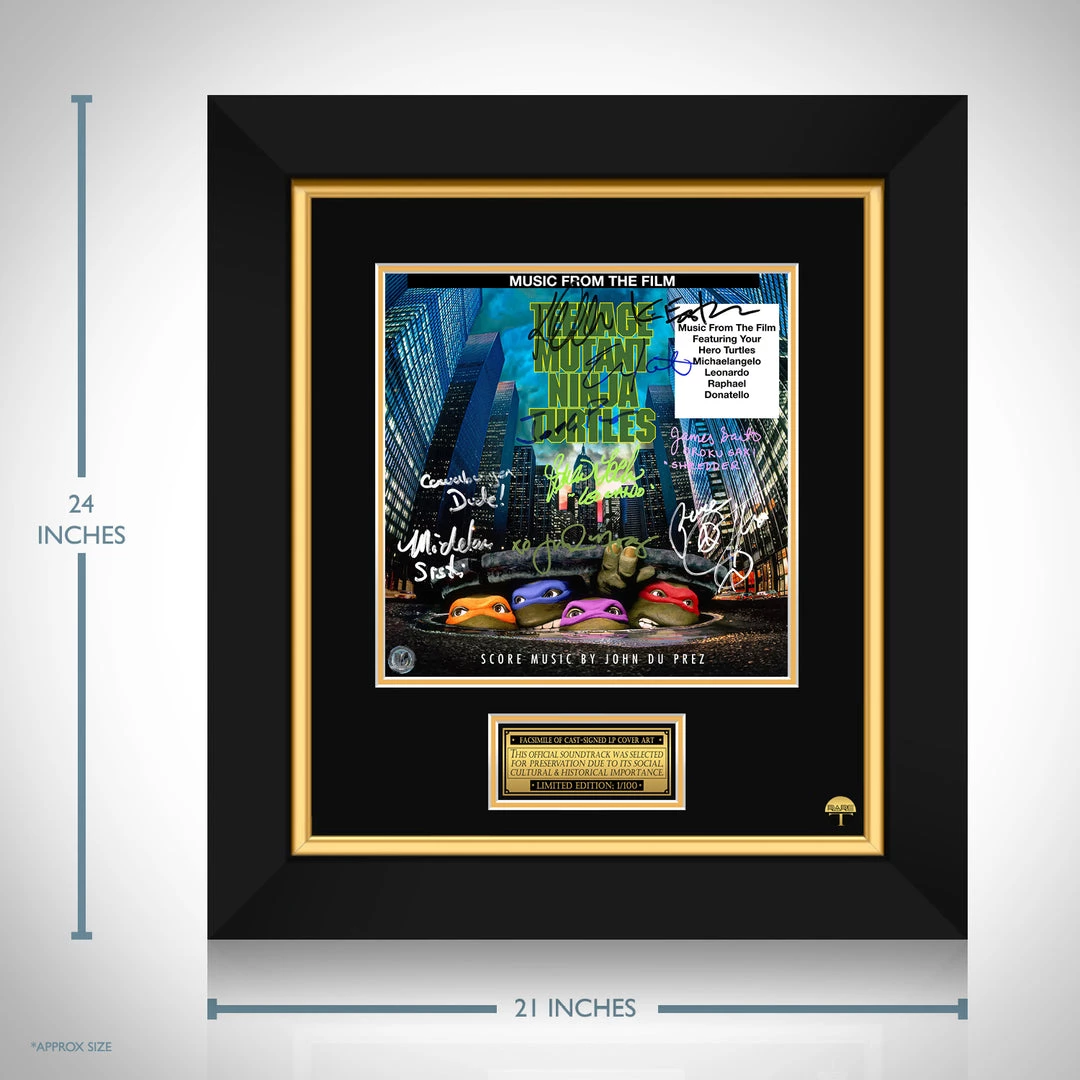 RARE-T Teenage Mutant Ninja Turtles - Music From The Film LP Cover Limited Signature Edition Studio Licensed Custom Frame NEW 3 RARE-T Teenage Mutant Ninja Turtles - Music From The Film LP Cover Limited Signature Edition Studio Licensed Custom Frame NEW