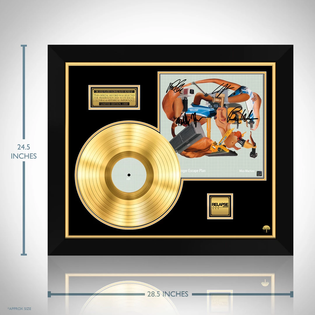 RARE-T Limited Edition Frames Dillinger Escape Plan - Miss Machine Gold LP Limited Signature Edition Studio Licensed Custom Frame 3 RARE-T Limited Edition Frames Dillinger Escape Plan - Miss Machine Gold LP Limited Signature Edition Studio Licensed Custom Frame