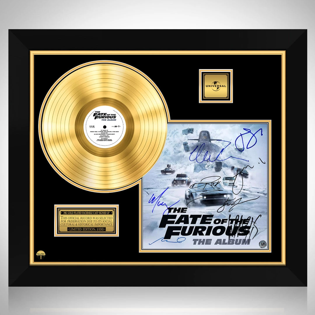 RARE-T The Fate Of The Furious - The Album Gold LP Limited Signature Edition Studio Licensed Custom Frame Limited Edition Frames 1 RARE-T The Fate Of The Furious - The Album Gold LP Limited Signature Edition Studio Licensed Custom Frame Limited Edition Frames