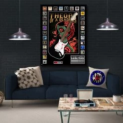 PPC Theory Of A Deadman Hand-Signed Squier Electric Guitar By All 4 Band Members Custom Frame