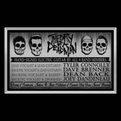 PPC Theory Of A Deadman Hand-Signed Squier Electric Guitar By All 4 Band Members Custom Frame