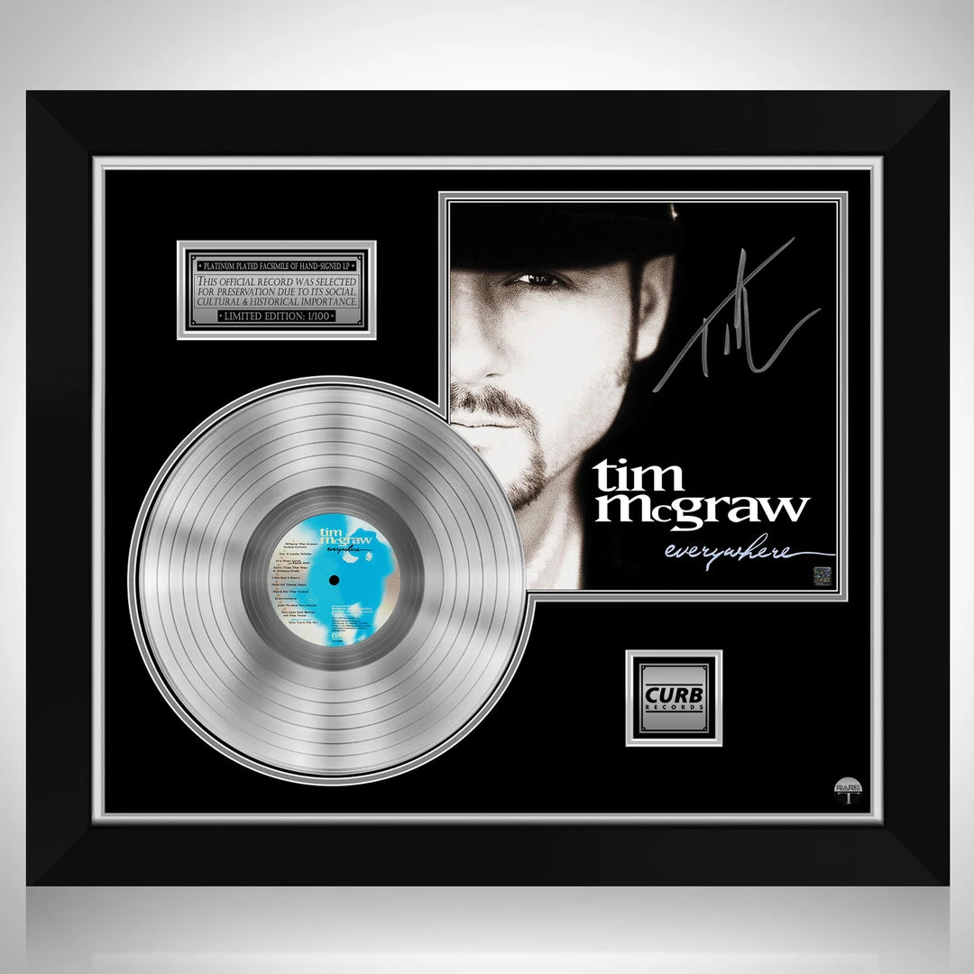 RARE-T Tim McGraw - Everywhere Platinum LP Limited Signature Edition Studio Licensed Custom Frame 1 RARE-T Tim McGraw - Everywhere Platinum LP Limited Signature Edition Studio Licensed Custom Frame
