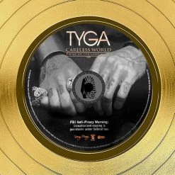 RARE-T Tyga - Careless World Rise Of The Last King Gold LP Limited Signature Edition Studio Licensed Custom Frame