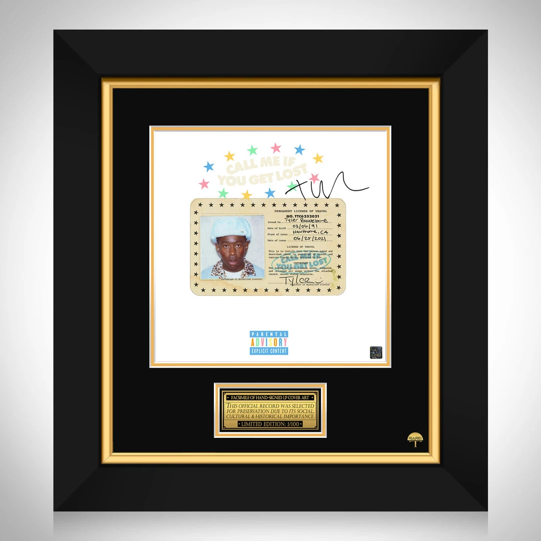 RARE-T Tyler The Creator - Call Me If You Get Lost LP Cover Limited Signature Edition Studio Licensed Custom Frame Limited Edition Frames 1 RARE-T Tyler The Creator - Call Me If You Get Lost LP Cover Limited Signature Edition Studio Licensed Custom Frame Limited Edition Frames