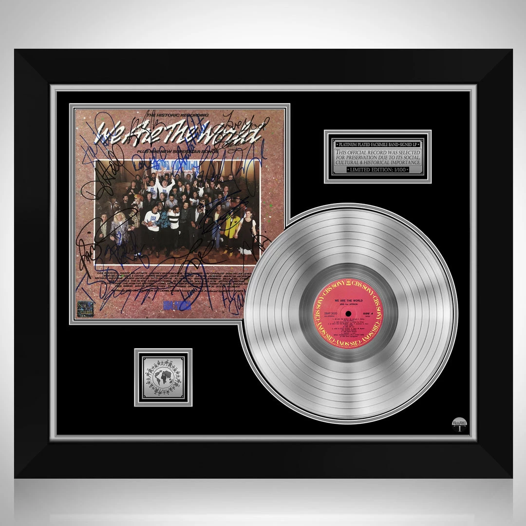 RARE-T Limited Edition Frames USA For Africa - We Are The World Platinum LP Limited Signature Edition Studio Licensed Custom Frame 1 RARE-T Limited Edition Frames USA For Africa - We Are The World Platinum LP Limited Signature Edition Studio Licensed Custom Frame