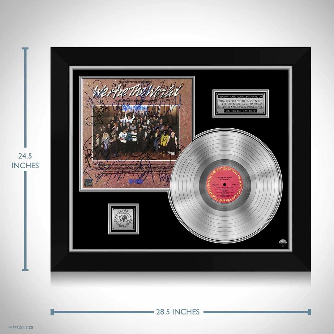 RARE-T Limited Edition Frames USA For Africa - We Are The World Platinum LP Limited Signature Edition Studio Licensed Custom Frame 3 RARE-T Limited Edition Frames USA For Africa - We Are The World Platinum LP Limited Signature Edition Studio Licensed Custom Frame