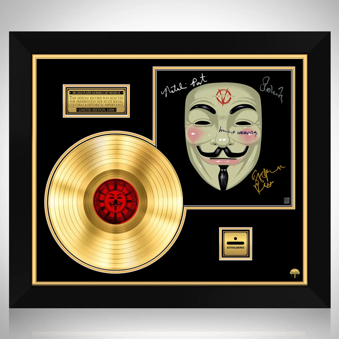 RARE-T Limited Edition Frames V For Vendetta - Original Television Soundtrack Gold LP Limited Signature Edition Studio Licensed Custom Frame 1 RARE-T Limited Edition Frames V For Vendetta - Original Television Soundtrack Gold LP Limited Signature Edition Studio Licensed Custom Frame