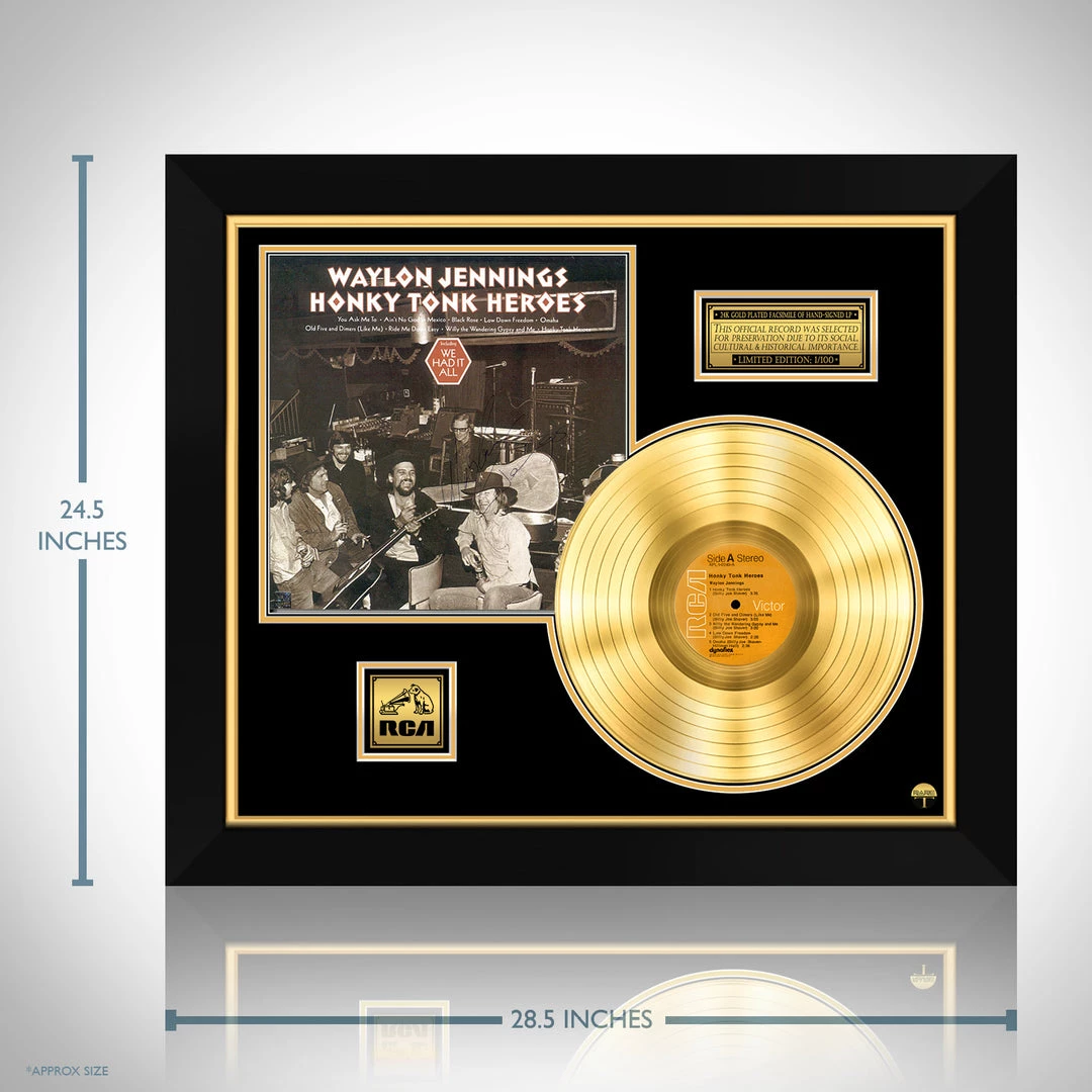 RARE-T Waylon Jennings Honky Tonk Heroes Gold LP Limited Signature Edition Studio Licensed Custom Frame Limited Edition Frames 6 RARE-T Waylon Jennings Honky Tonk Heroes Gold LP Limited Signature Edition Studio Licensed Custom Frame Limited Edition Frames