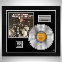 RARE-T Waylon Jennings - Honky Tonk Heroes Platinum LP Limited Signature Edition Studio Licensed Custom Frame