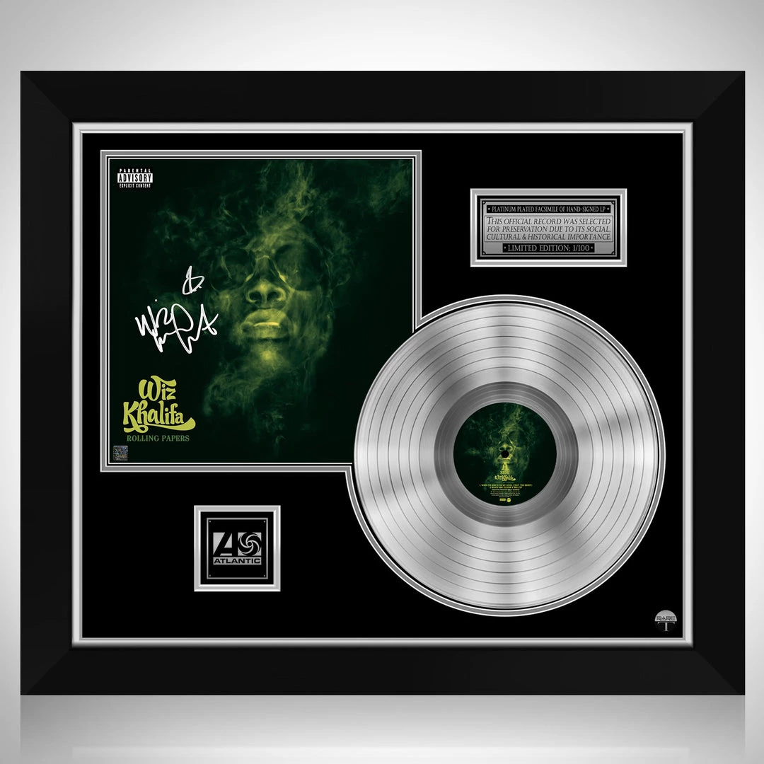 RARE-T Limited Edition Frames Wiz Khalifa - Rolling Papers Platinum LP Limited Signature Edition Studio Licensed Custom Frame 1 RARE-T Limited Edition Frames Wiz Khalifa - Rolling Papers Platinum LP Limited Signature Edition Studio Licensed Custom Frame
