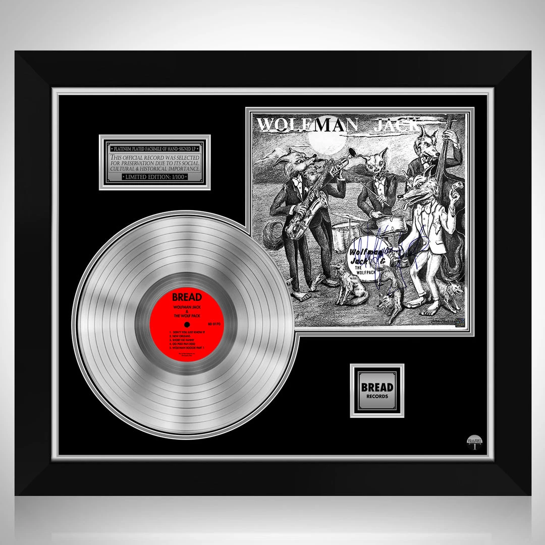Rare-T Wolfman Jack & The Wolf Pack - Faces Platinum LP Limited Signature Edition Studio Licensed Custom Frame 1 Rare-T Wolfman Jack & The Wolf Pack - Faces Platinum LP Limited Signature Edition Studio Licensed Custom Frame