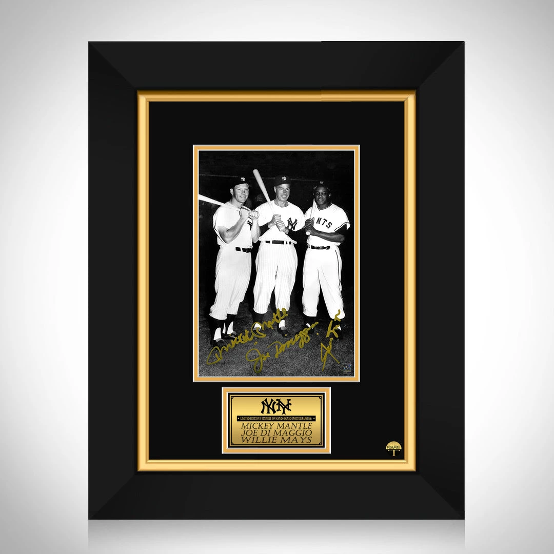 RARE-T Sports Memorabilia Mickey Mantle, Joe Dimaggio & Willie Mays Photo Limited Signature Edition Studio Licensed Custom Frame 1 RARE-T Sports Memorabilia Mickey Mantle, Joe Dimaggio & Willie Mays Photo Limited Signature Edition Studio Licensed Custom Frame