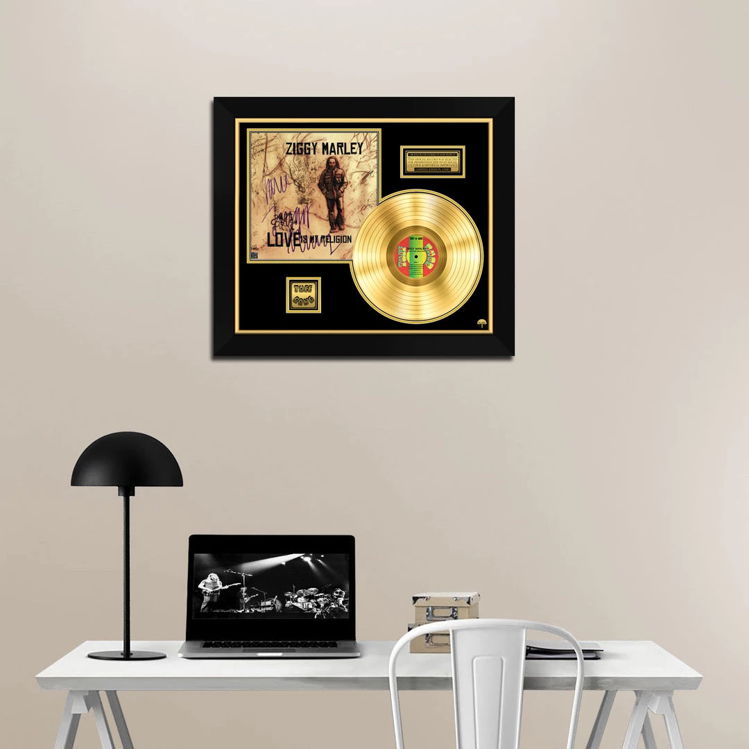 RARE-T Limited Edition Frames Ziggy Marley - Love Is My Religion Gold LP Limited Signature Edition Studio Licensed Custom Frame 2 RARE-T Limited Edition Frames Ziggy Marley - Love Is My Religion Gold LP Limited Signature Edition Studio Licensed Custom Frame