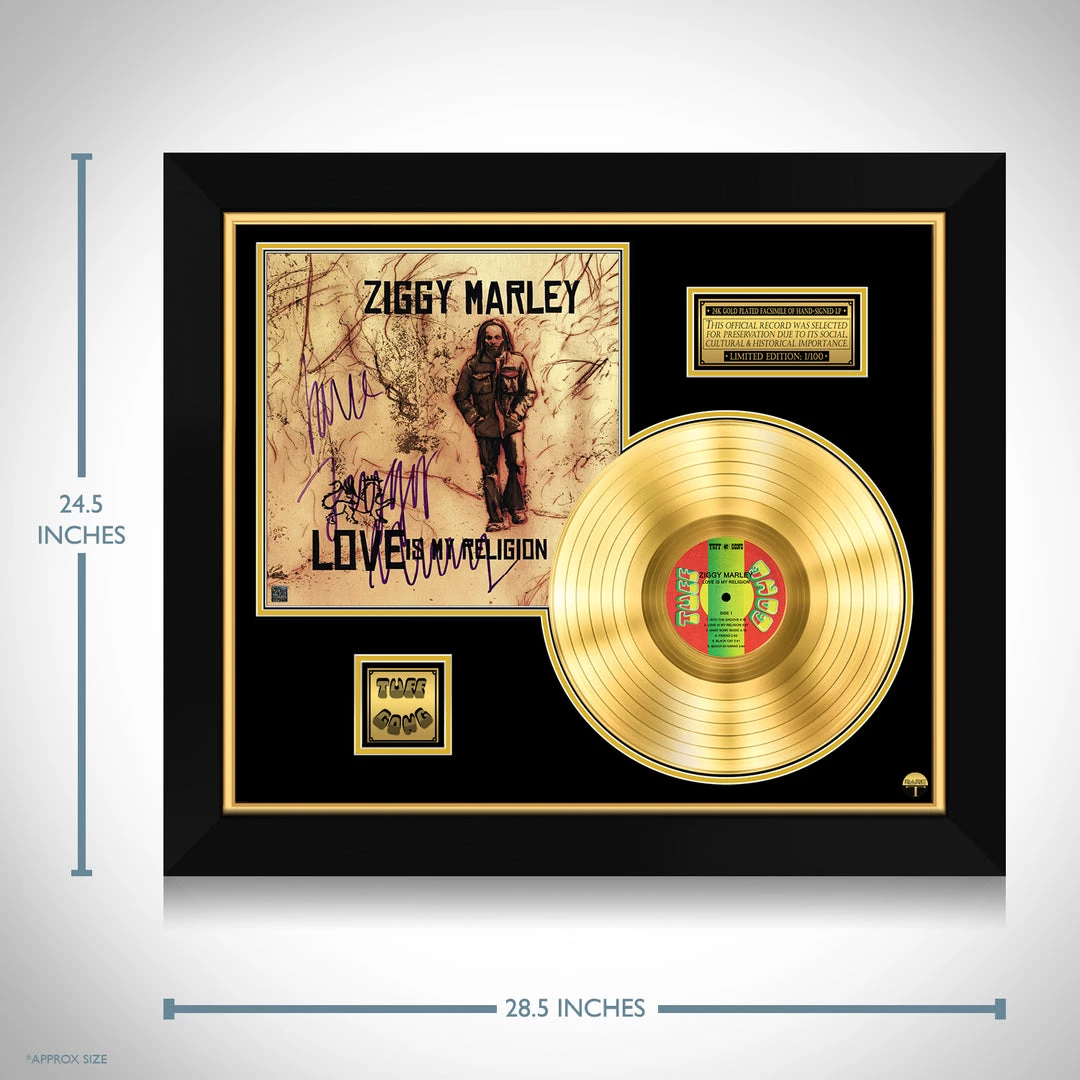 RARE-T Limited Edition Frames Ziggy Marley - Love Is My Religion Gold LP Limited Signature Edition Studio Licensed Custom Frame 3 RARE-T Limited Edition Frames Ziggy Marley - Love Is My Religion Gold LP Limited Signature Edition Studio Licensed Custom Frame