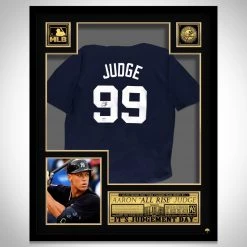 APW Signed Memorabilia Aaron Judge- Hand-Signed New York Yankees Dark Blue Jersey By Aaron Judge