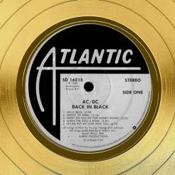 Rare-T AC/DC Back In Black Gold LP Limited Signature Edition Studio Licensed Custom Frame