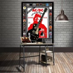 PPC Signed Memorabilia Ac/Dc- Psa/Dna Certified Hand-Signed Electric Guitar By Angus Young Custom Shadow Box Frame