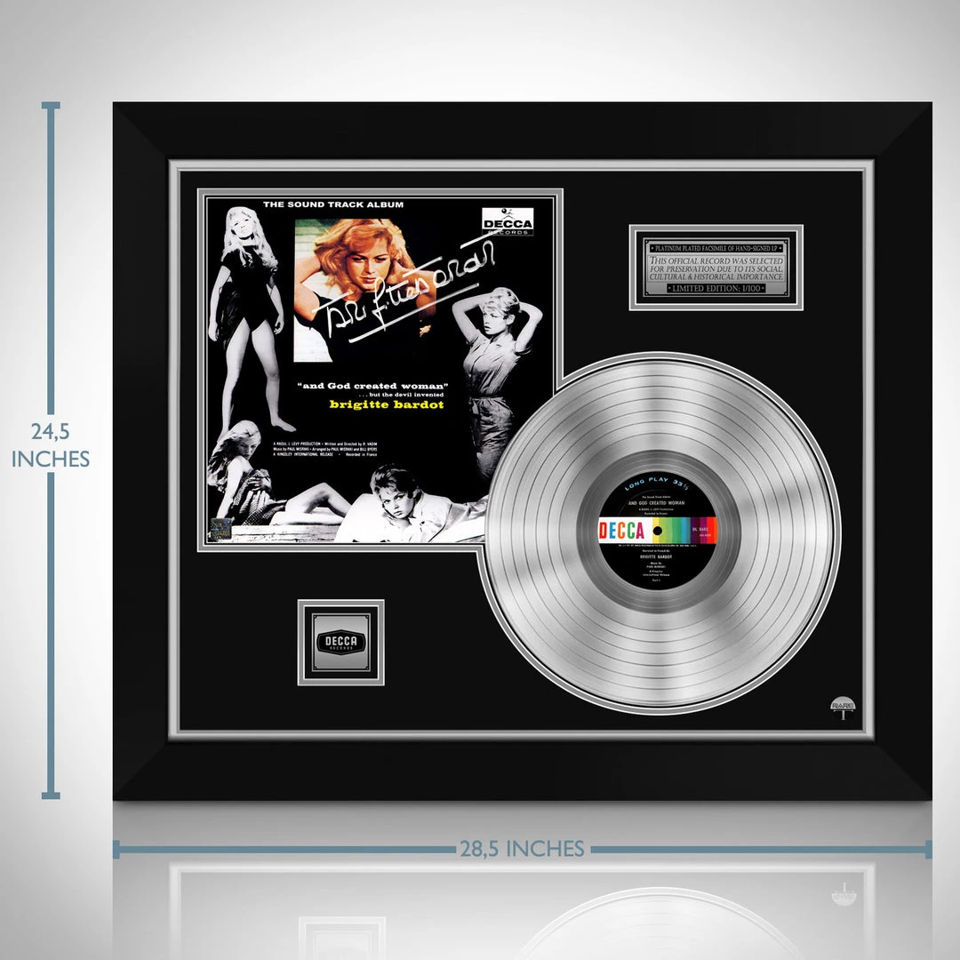 RARE-T Limited Edition Frames And God Created Woman - Sound Track Album Platinum LP Limited Signature Edition Studio Licensed Custom Frame 3 RARE-T Limited Edition Frames And God Created Woman - Sound Track Album Platinum LP Limited Signature Edition Studio Licensed Custom Frame