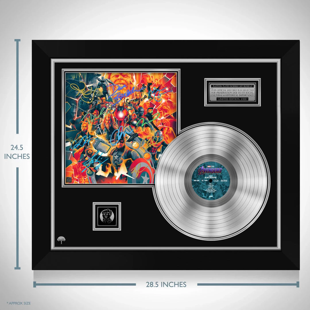 RARE-T Avengers Endgame Movie Soundtrack Limited Signature Edition Platinum LP Custom Frame