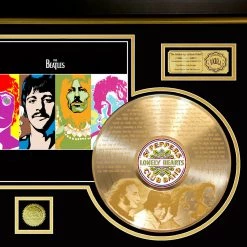 G.R.O. Beatles Psychedelic Gold LP Etched Limited Collectors Edition Custom Frame