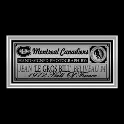 Michel Sports Memorabilia Jean Beliveau- Hand-Signed Photo Conn Smythe & Stanley Cup Trophies By Jean Beliveau Custom Frame