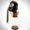 RARE-T Gas Mask- Authentic Soviet Russian Cold War Antique Gas Mask & Leather Head Stand - Black Ancient Artifacts