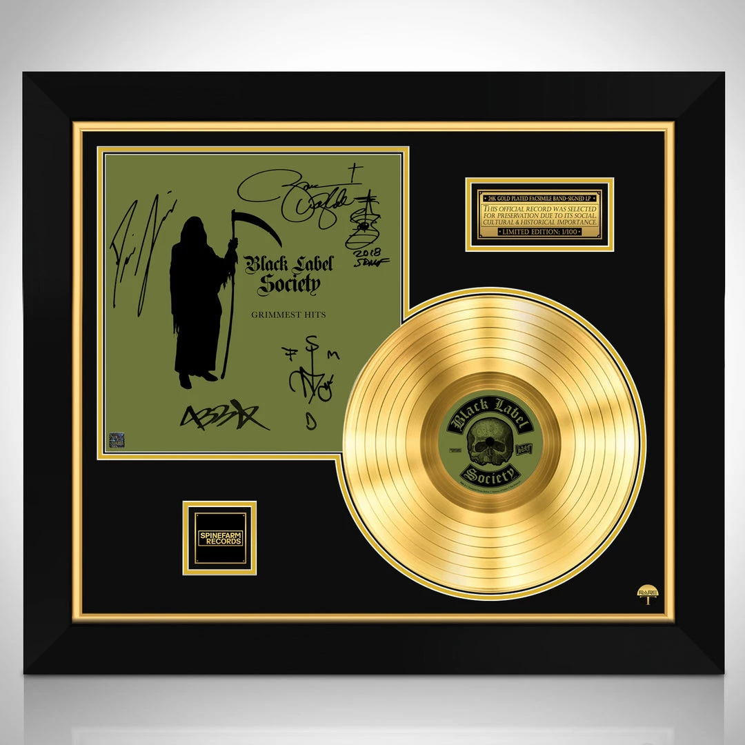 Rare-T Black Label Society Grimmest Hits Gold LP Limited Signature Edition Studio Licensed Custom Frame Limited Edition Frames 1 Rare-T Black Label Society Grimmest Hits Gold LP Limited Signature Edition Studio Licensed Custom Frame Limited Edition Frames