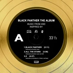 RARE-T Black Panther Movie Soundtrack Gold LP Limited Signature Edition Custom Frame Limited Edition Frames