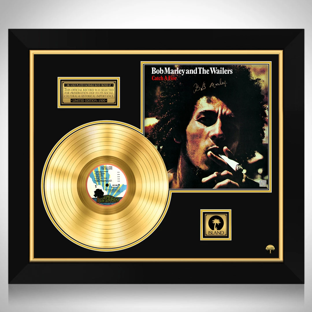 RARE-T Bob Marley And The Wailers Catch A Fire Limited Signature Edition Licensed Gold LP Custom Frame Limited Edition Frames 1 RARE-T Bob Marley And The Wailers Catch A Fire Limited Signature Edition Licensed Gold LP Custom Frame Limited Edition Frames