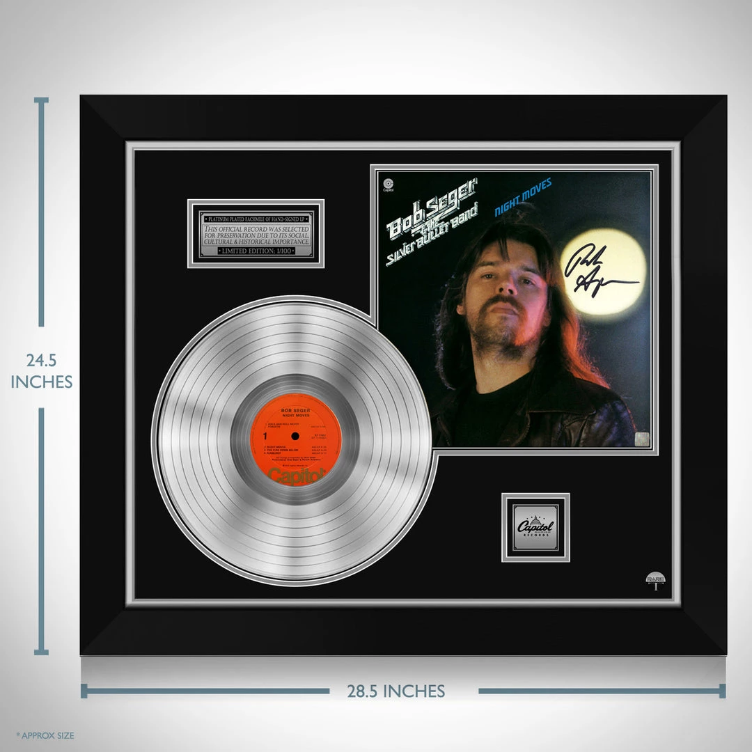 RARE-T Limited Edition Frames Bob Seger Night Moves Platinum LP Limited Signature Edition Studio Licensed Custom Frame