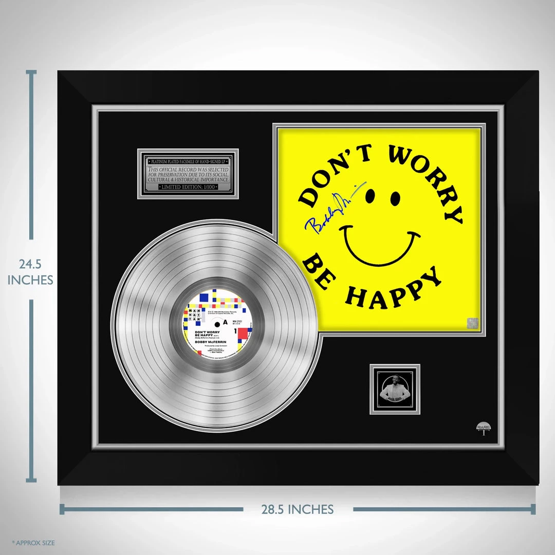 Rare-T Limited Edition Frames Bobby McFerrin Don't Worry Be Happy Limited Signature Edition Studio Licensed Platinum LP Custom Frame 3 Rare-T Limited Edition Frames Bobby McFerrin Don't Worry Be Happy Limited Signature Edition Studio Licensed Platinum LP Custom Frame