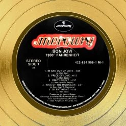 RARE-T Bon Jovi 7800?ø Fahrenheit Gold LP Limited Signature Edition Studio Licensed Custom Frame