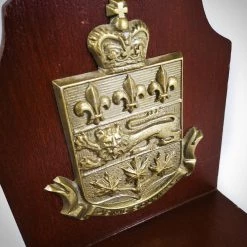 Jonathan Ancient Artifacts Bookend- Vintage Cast Brass Quebec Coat Of Arms Bookend