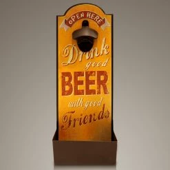 RARE-T Vintage Inspired "Drink Good Beer" Wood Signs & Bottle Opener