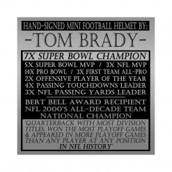 GIAN Tom Brady - New England Patriots Hand Signed Mini Football Helmet