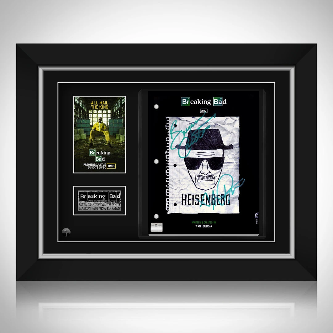 APW Breaking Bad - Hand-Signed Script By Bryan Cranston & Aaron Paul Custom Frame Signed Memorabilia 1 APW Breaking Bad - Hand-Signed Script By Bryan Cranston & Aaron Paul Custom Frame Signed Memorabilia